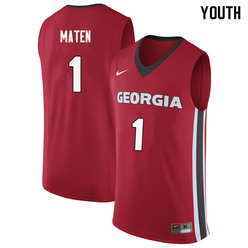 Youth #1 Yante Maten Georgia Bulldogs College Basketball Jerseys Sale-Red - Click Image to Close